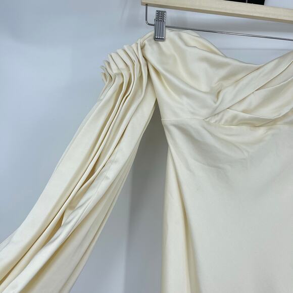 Significant Other | Danika Off Shoulder Dress in Cream Satin Maxi M US 6 - Picture 7 of 15